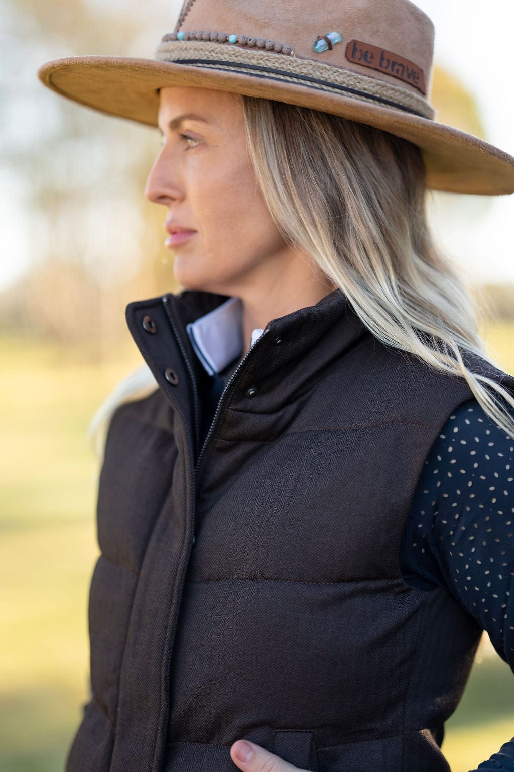 Brown Tweed Puffer Vest by Ashlee Bond