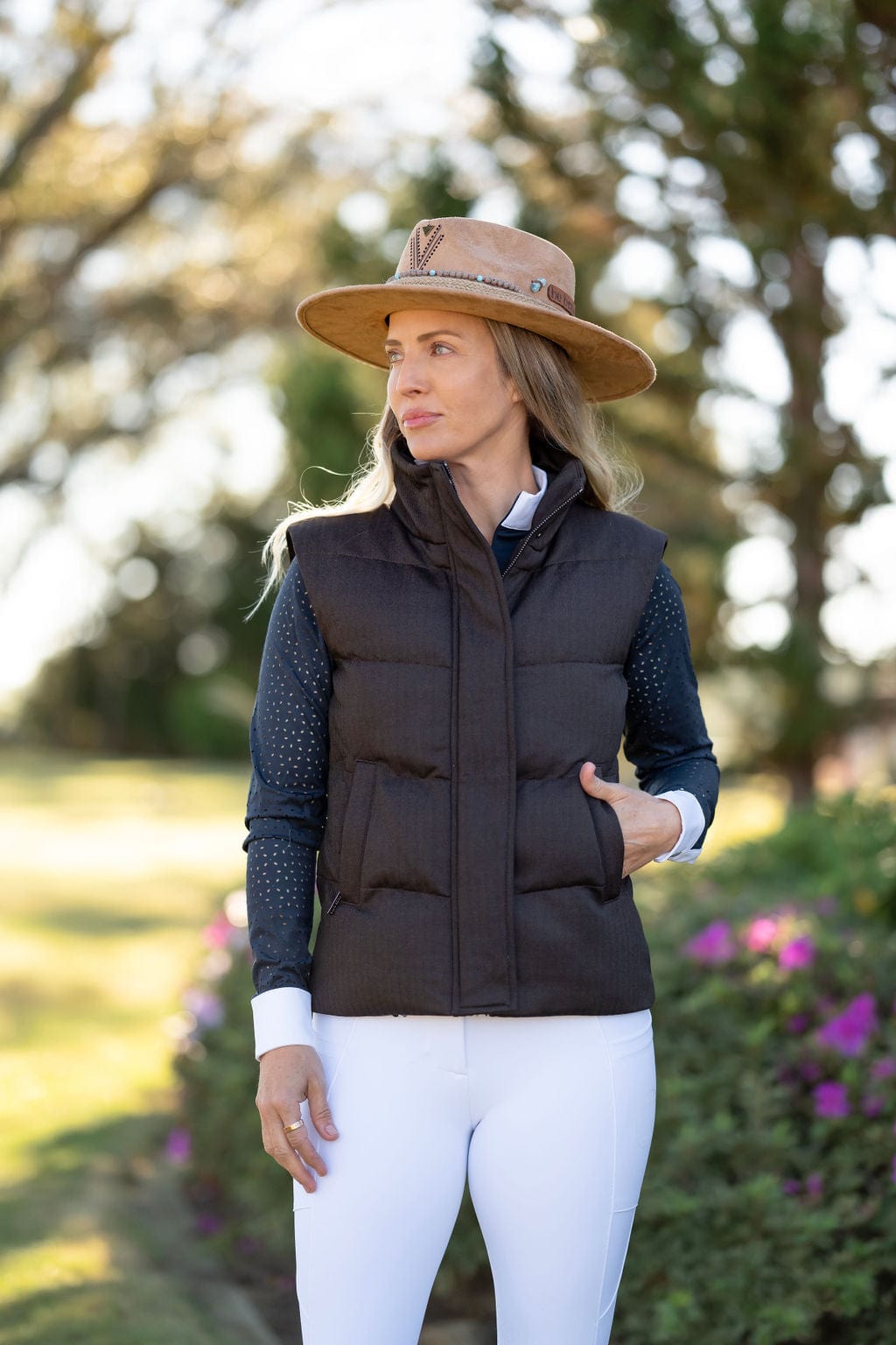 Brown Tweed Puffer Vest by Ashlee Bond