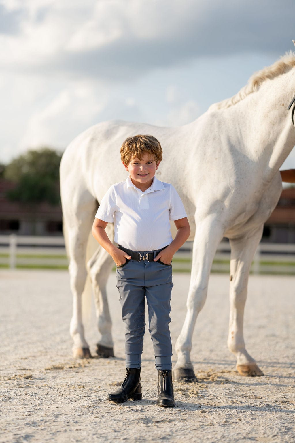 Boys Pro Breech Knee Patch Steel Blue