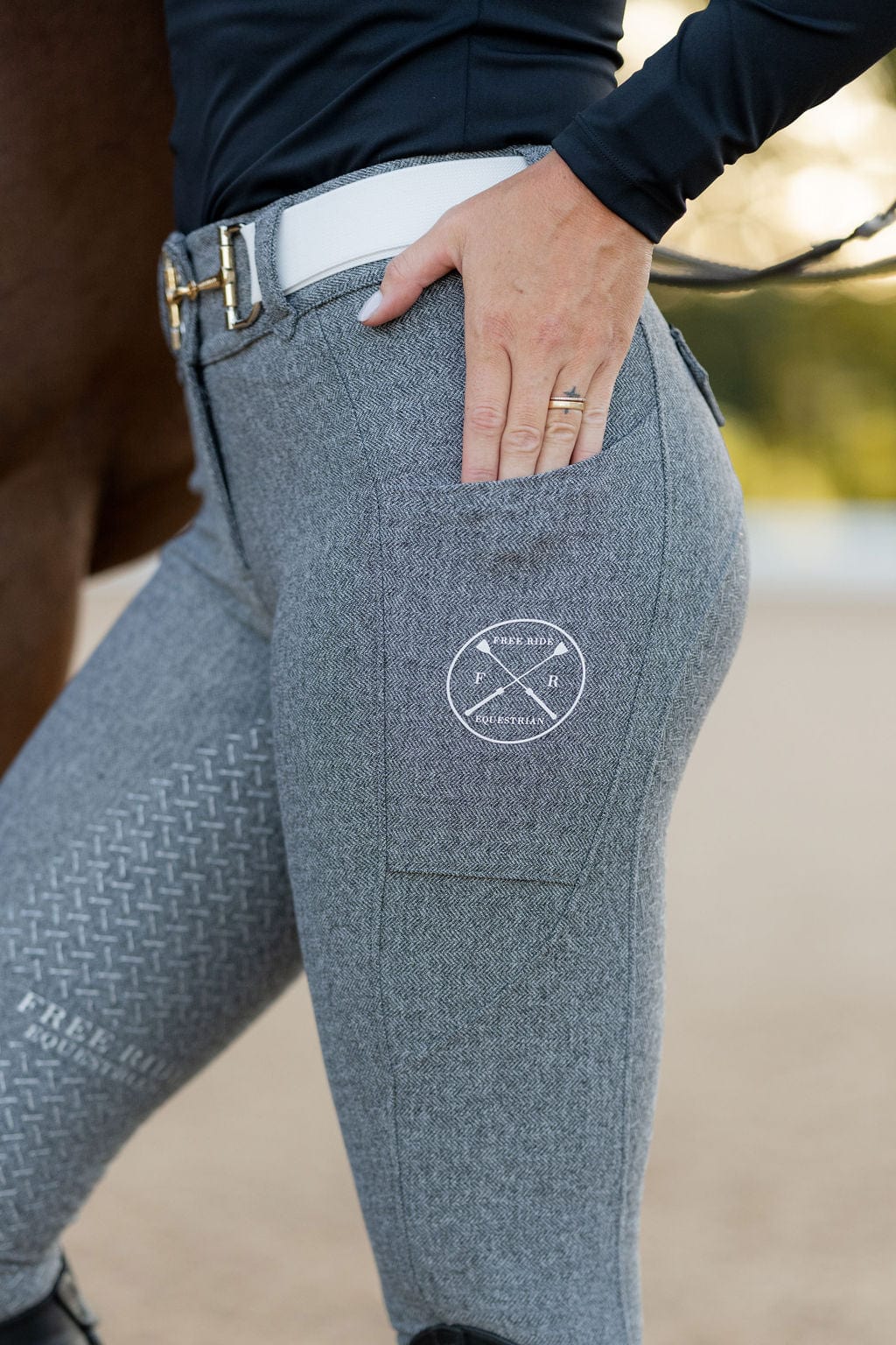 Grey Tweed Lux Breeches with zip (Full Seat)