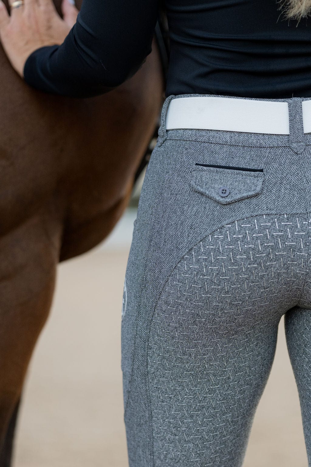 Grey Tweed Lux Breeches with zip (Full Seat)