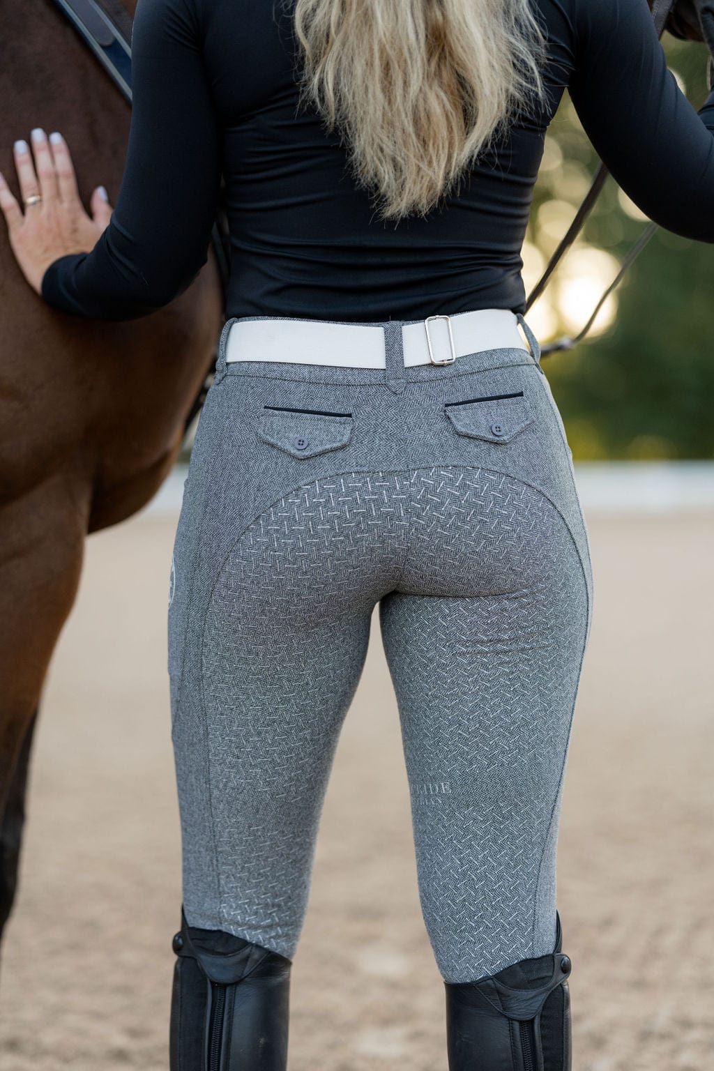 Grey Tweed Lux Breeches with zip (Full Seat)