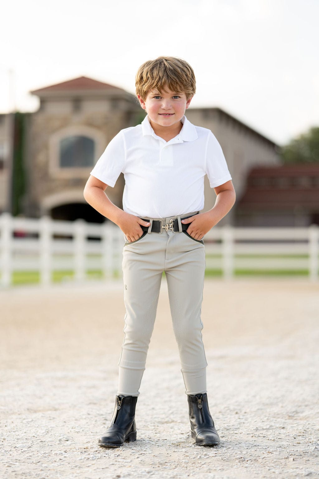 Boys Pro Breech Knee Patch Beige