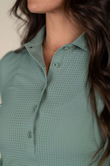 Long Sleeve Polo | Sage