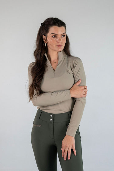 Athletic Rib Quarter Zip | Khaki