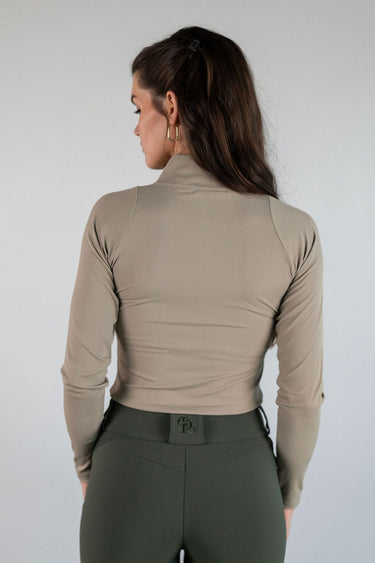 Athletic Rib Quarter Zip | Khaki