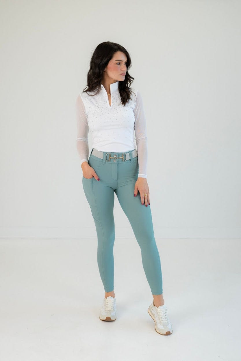 Lux Zip Breeches | Beachy Green – Free Ride Equestrian