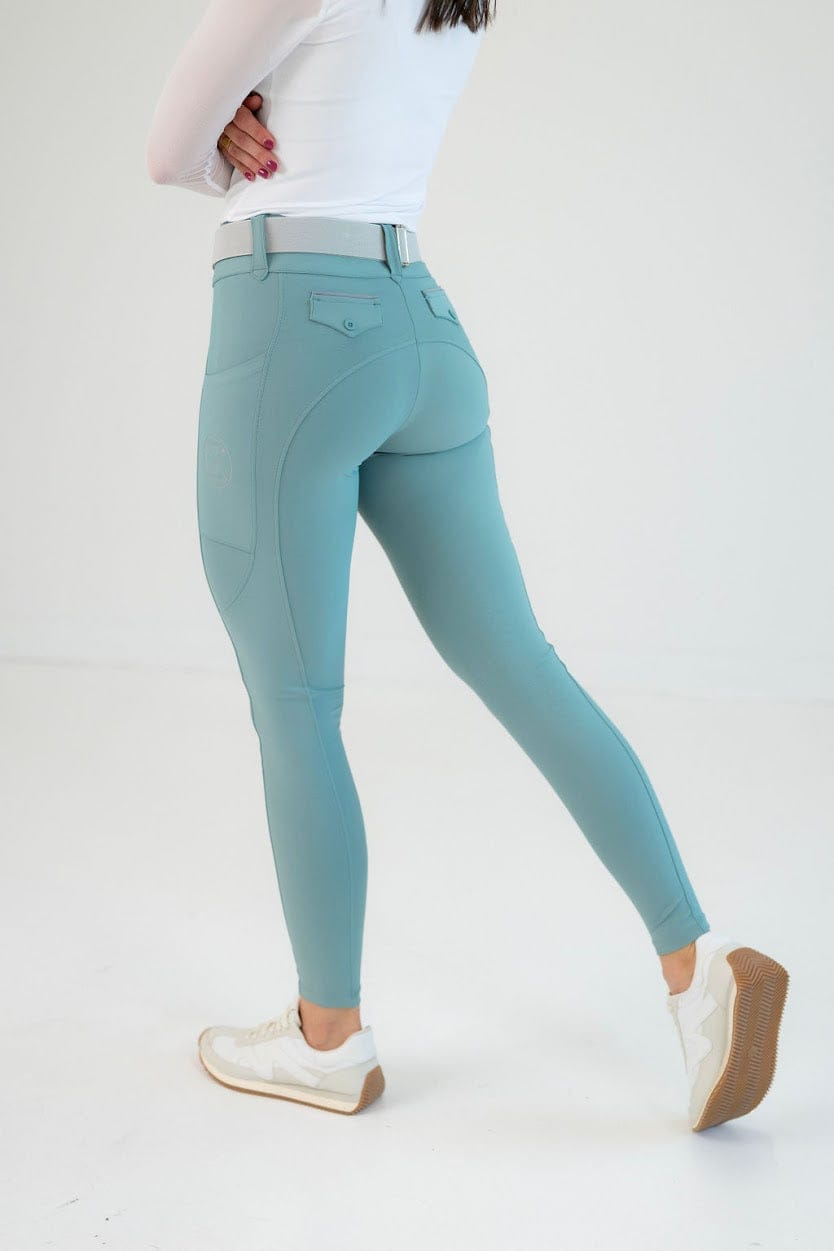 Lux Zip Breeches | Beachy Green – Free Ride Equestrian