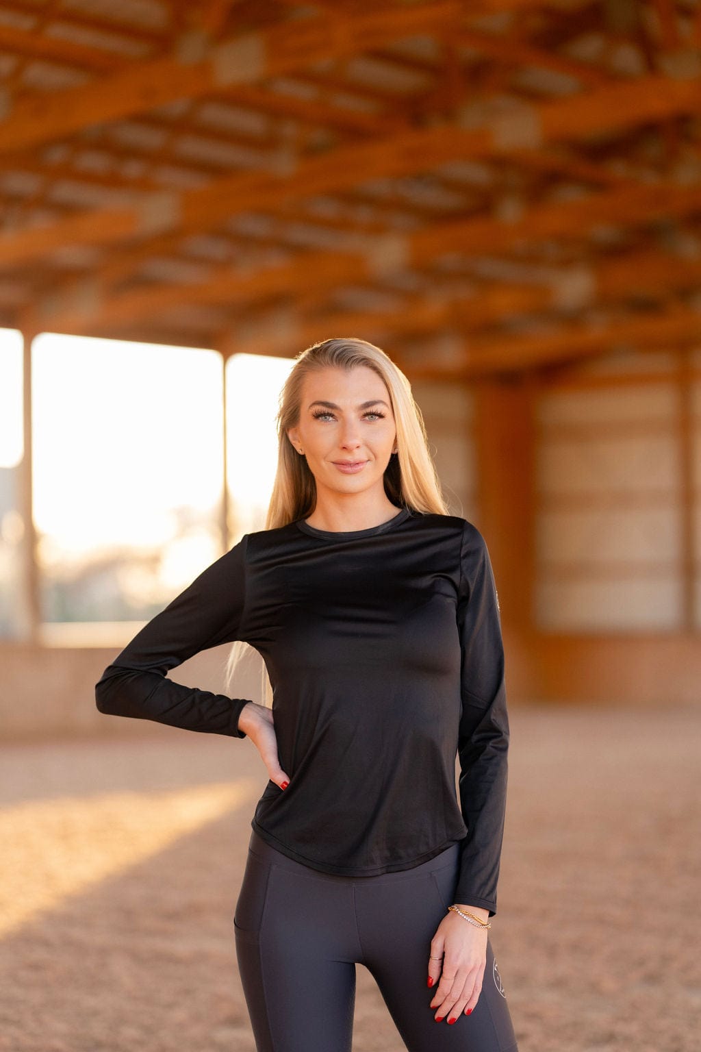 Black Relaxed Athletic Long Sleeve Top