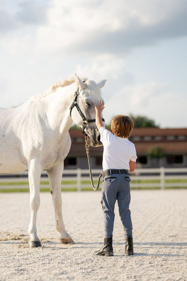 Boys Pro Knee Patch Breeches | Steel Blue