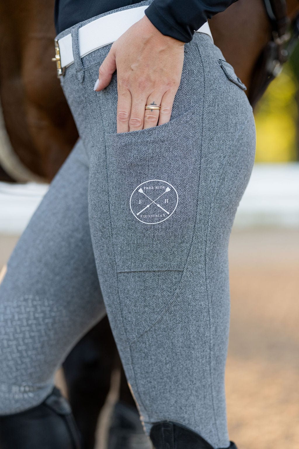 Grey Tweed Lux | Hybrid Knee Patch or Full Seat Breech (Pull-On)