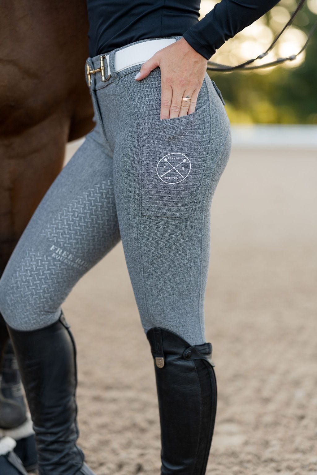 Grey Tweed Lux Breeches with zip (Full Seat)